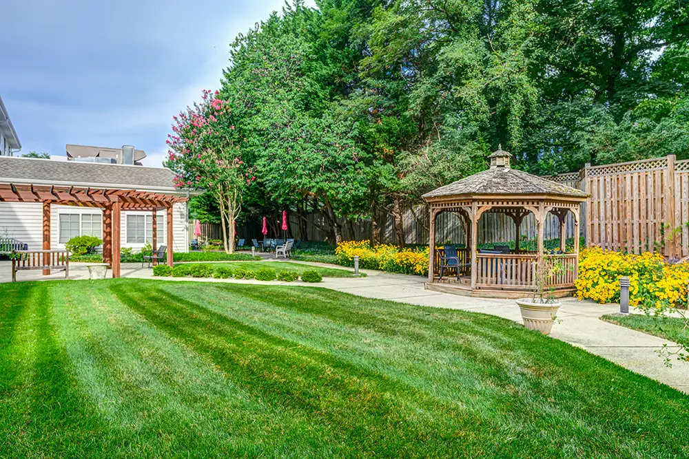A gazebo in a backyard.